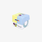Roll sticky notes in blue and yellow