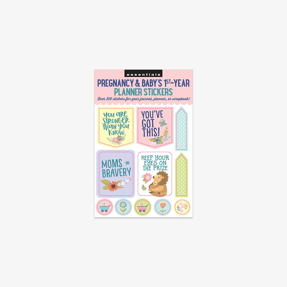 Pregnancy and baby-themed planner stickers on a white background