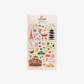 Sheet of illustrated tokyo stickers with various icons on a white background