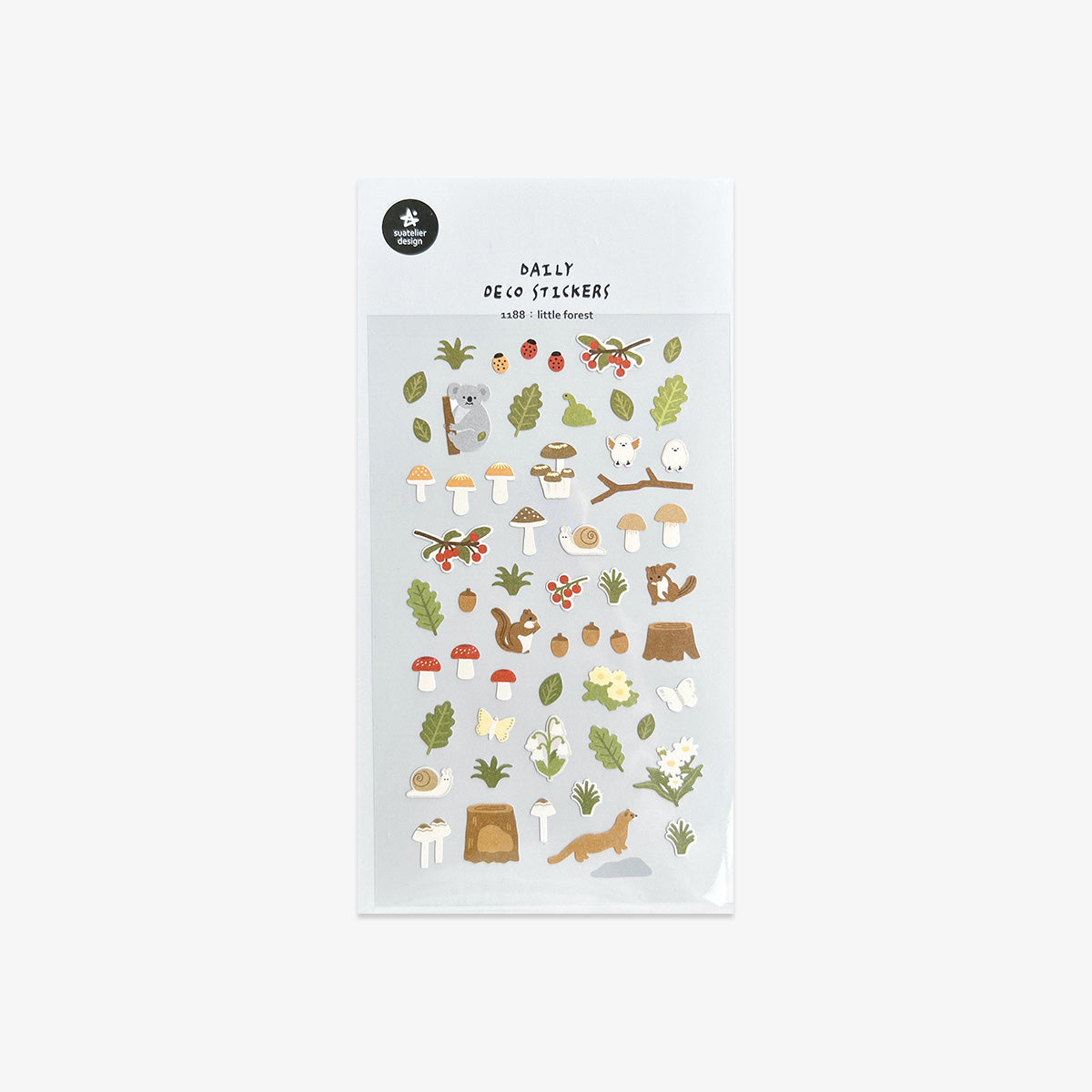 Forest themed stickers with animals and trees