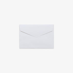 A plain white paper v-flap envelope centered on a light gray background.