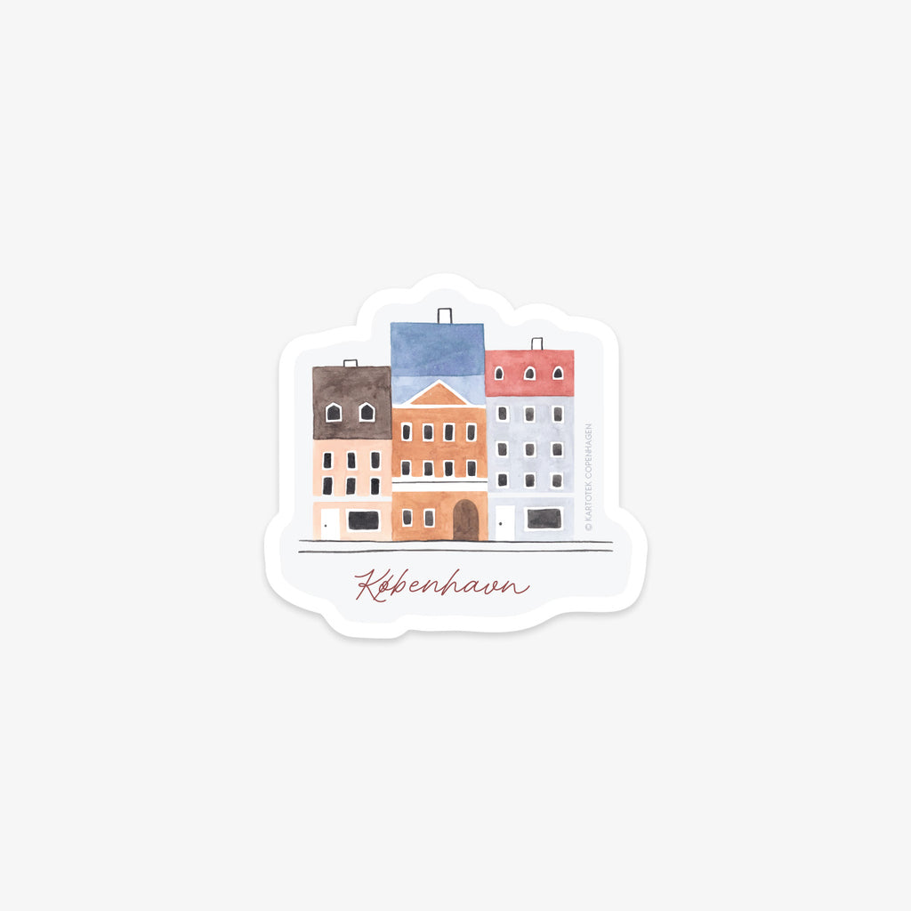 Vinyl sticker with houses from Nyhavn with the text 'København'
