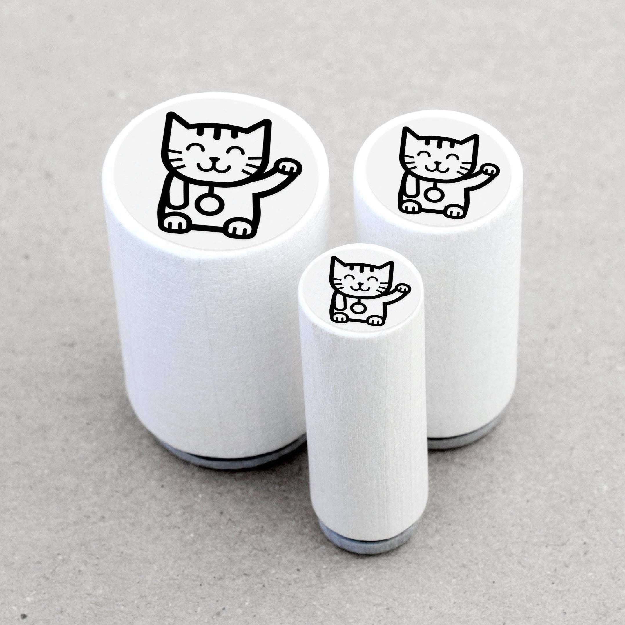 MINI RUBBER STAMP // WAVING CAT