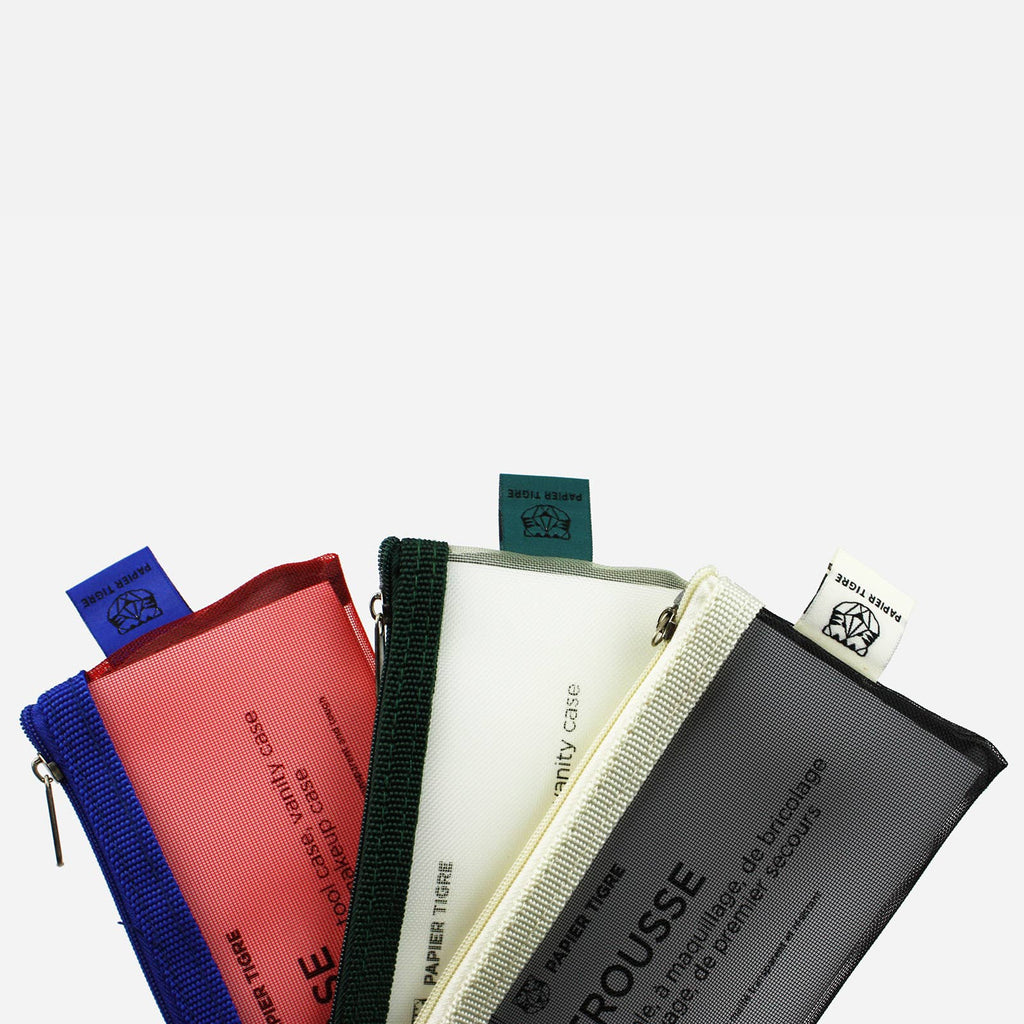 MESH PENCIL CASE // FORREST GREEN & BEIGE