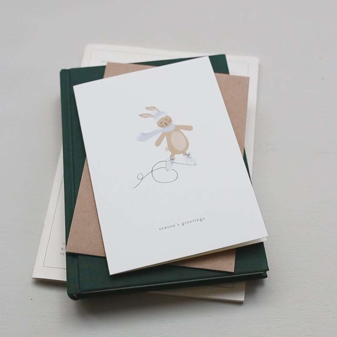 GREETING CARD // ICE SKATING BUNNY