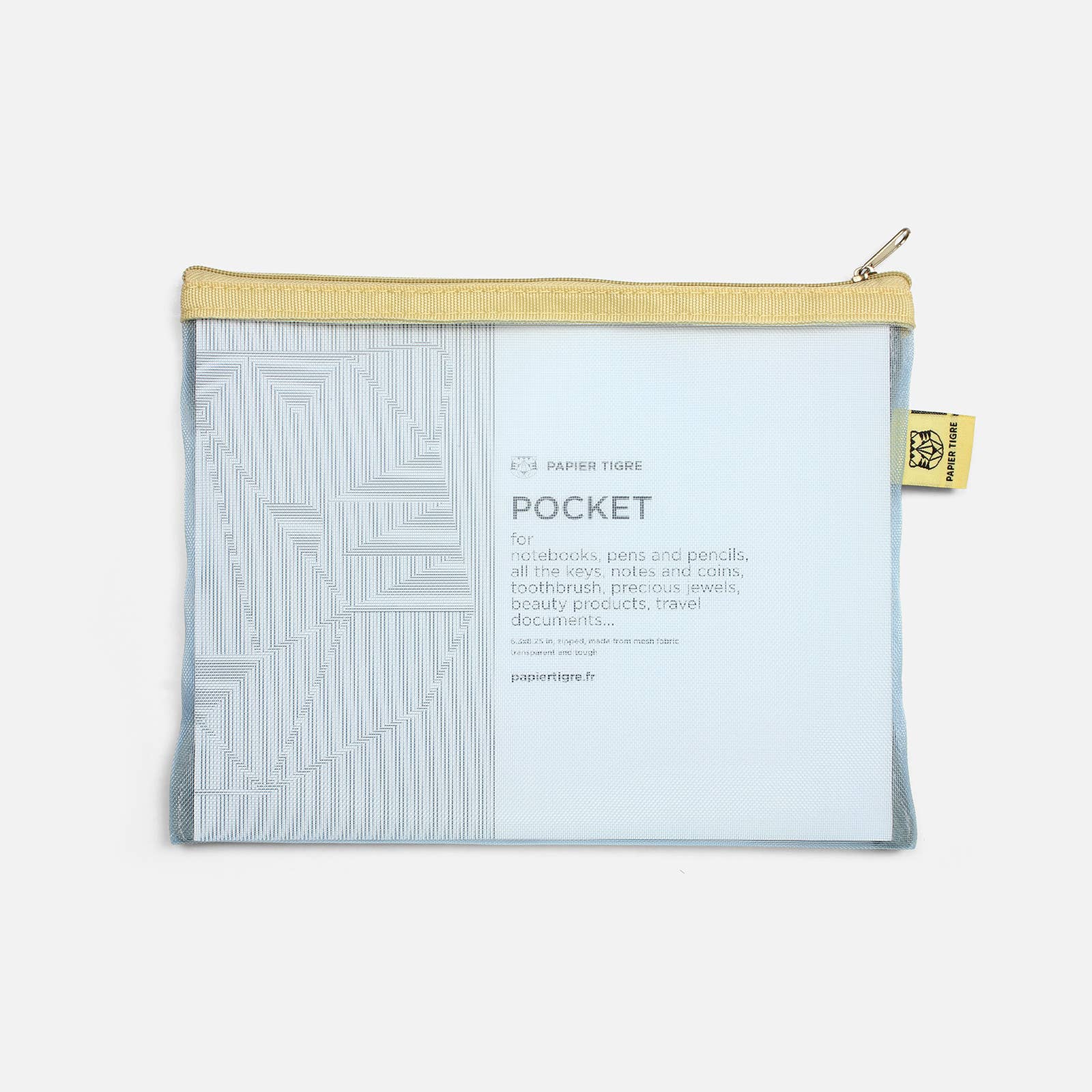 MESH POUCH M // BEIGE & SKY BLUE