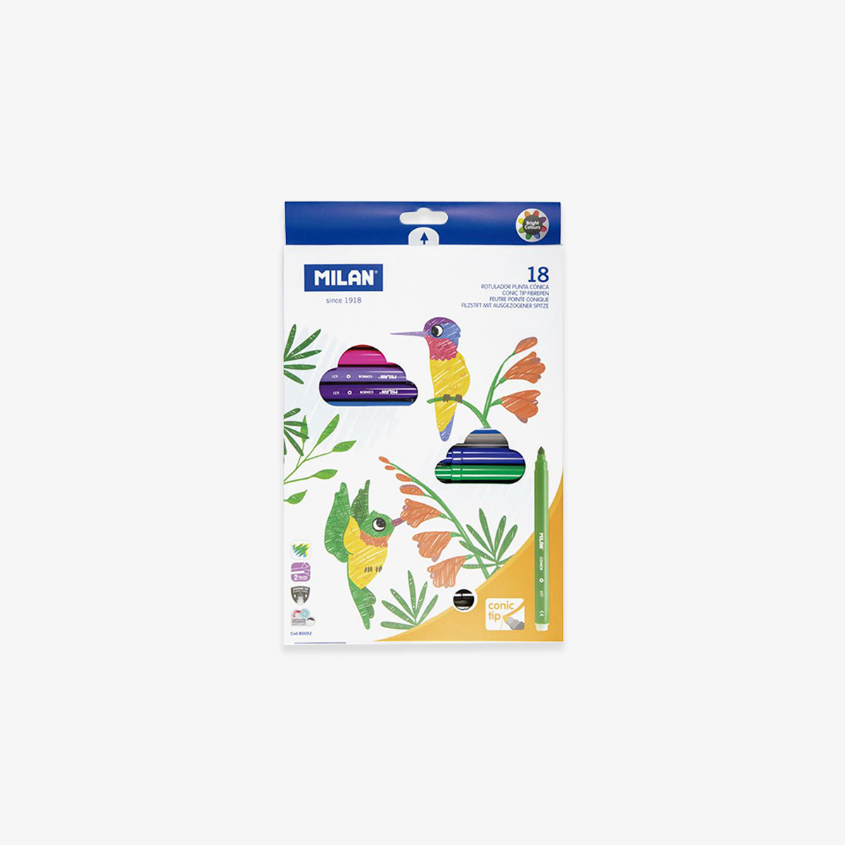 MILAN CONIC TIP COLOURED MARKERS // SET OF 18