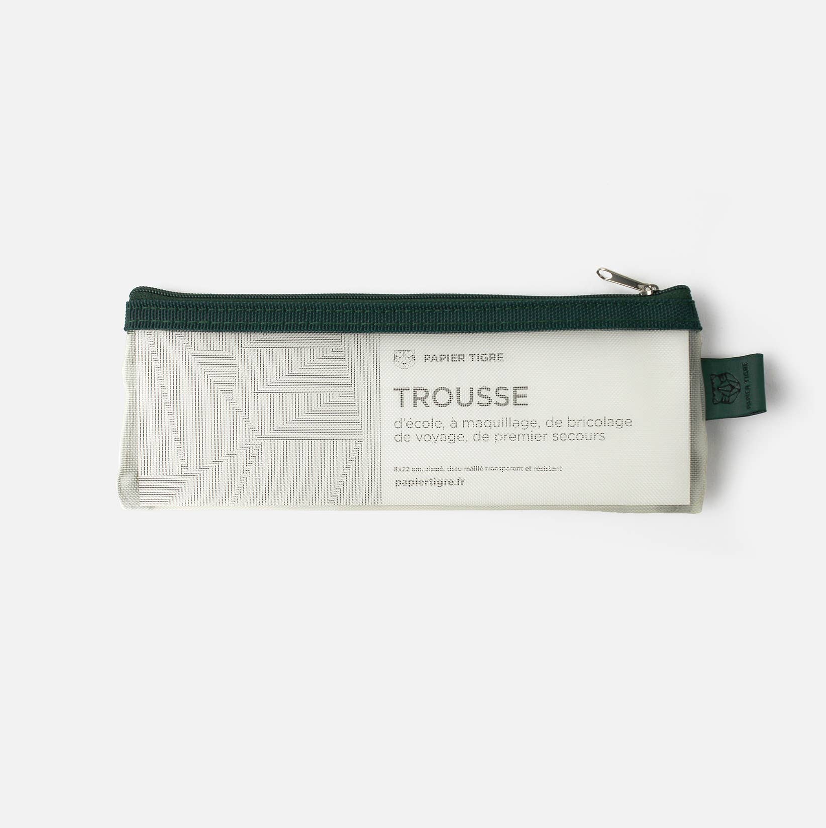 MESH PENCIL CASE // FORREST GREEN & BEIGE