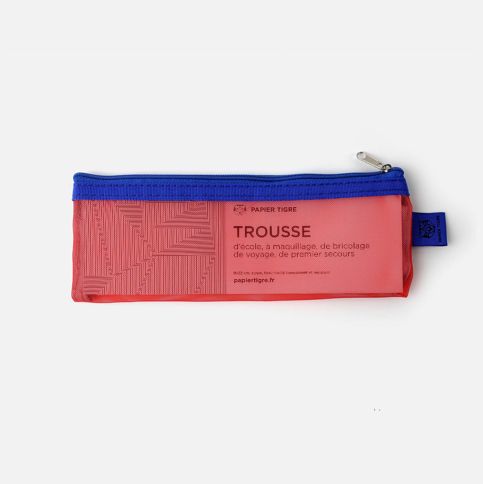 MESH PENCIL CASE // INDIGO & RED